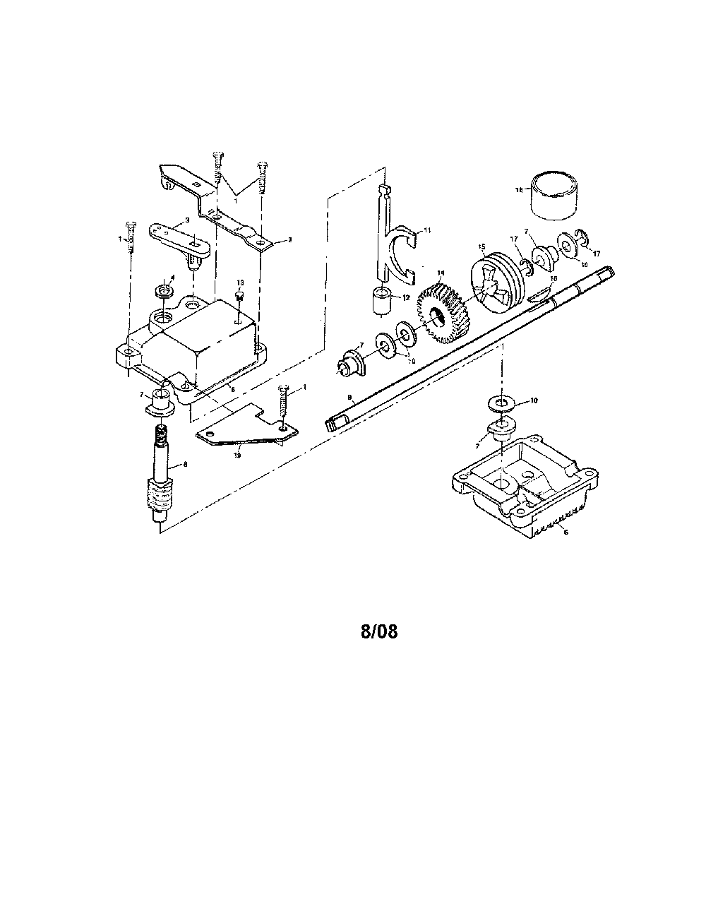 Gear case Diagram and Parts List for WE6TY22CC  Weed Eater Lawn Mower
